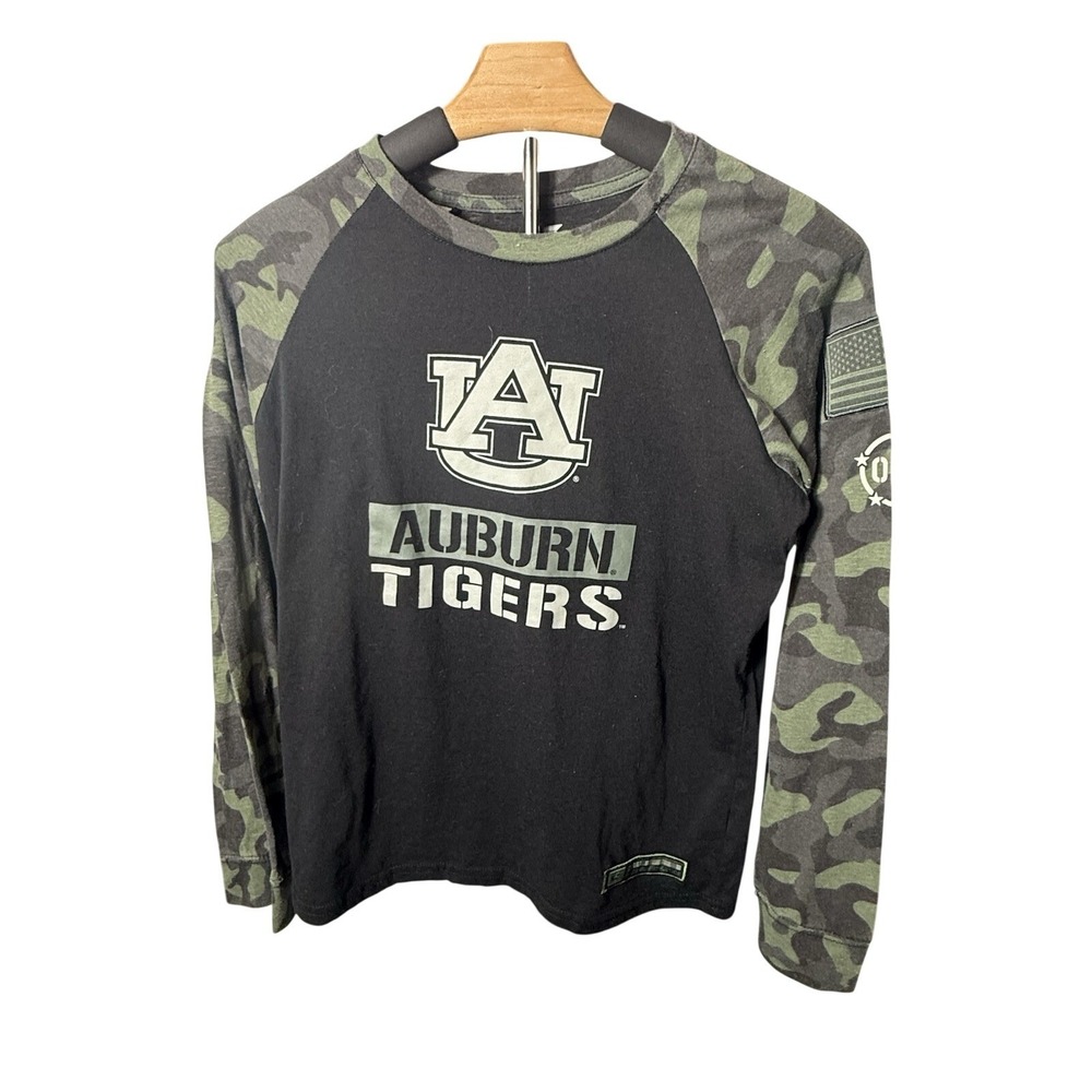 Colosseum Auburn‎ Tigers Long Sleeve Shirt Youth L Black Camo Raglan Tee NCAA